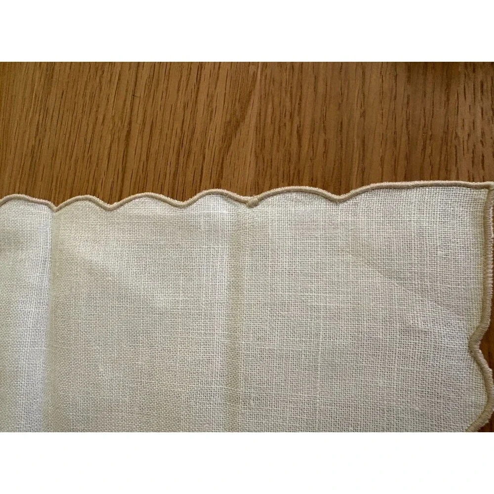 Set of 5 Vtg Hand Embroidered Pink Rosebud Linen Cotton Napkins 11x13